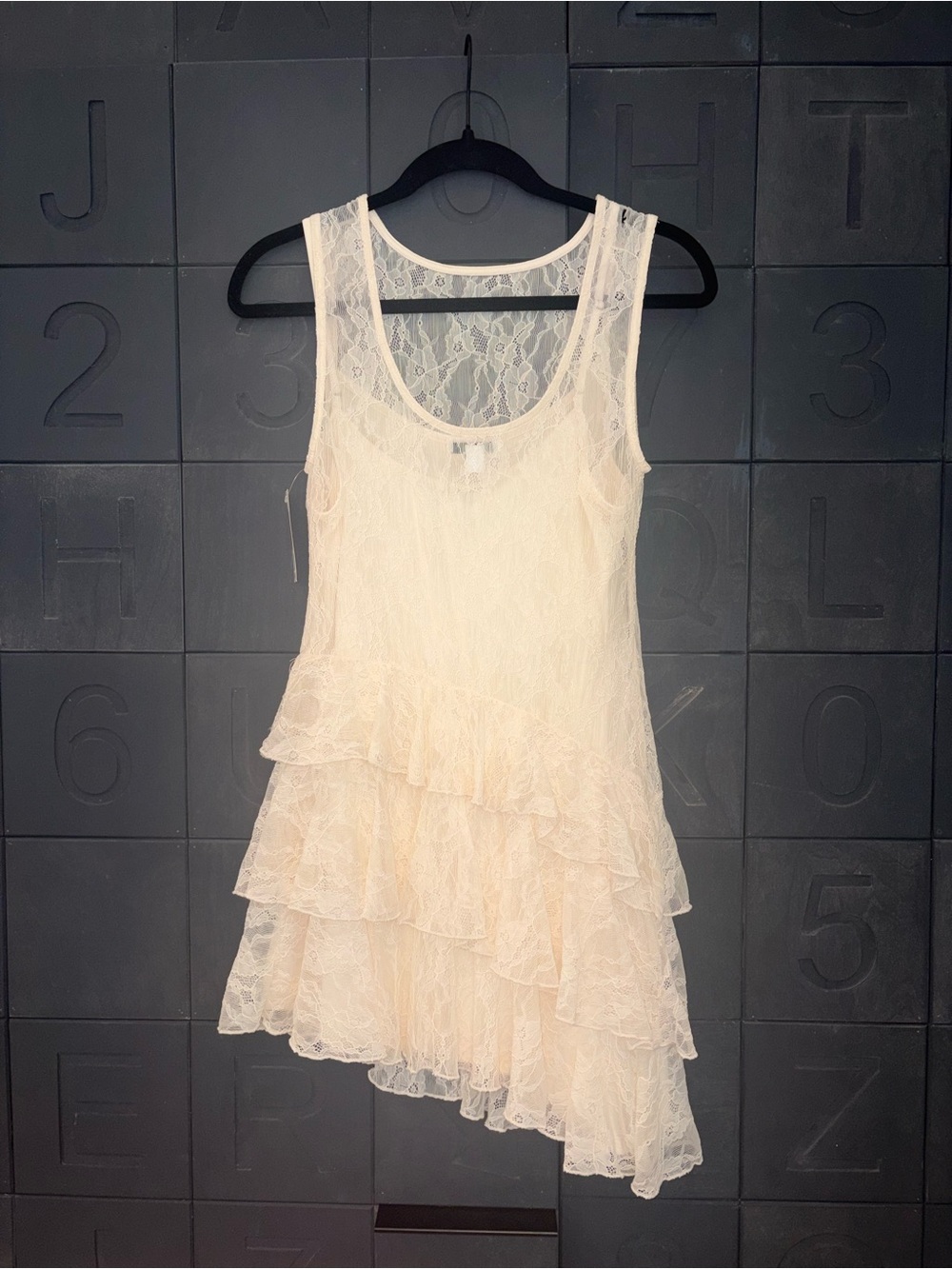 Bar III Cream Lace Tiered Dress